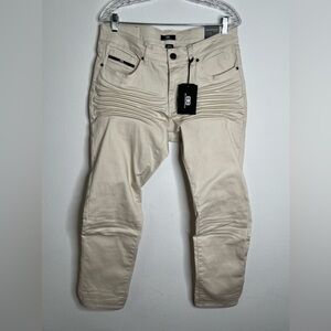 Benjamin Black Mens Jeans Beige Slim Fit Size 34 X 30 Zipper Streetwear
